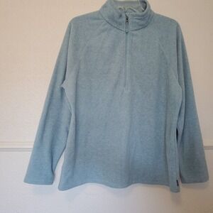 Eddie Bauer Sweater Fleece 1/4 Zip Pullover Womens XL Long Sleeve Raglan Aqua